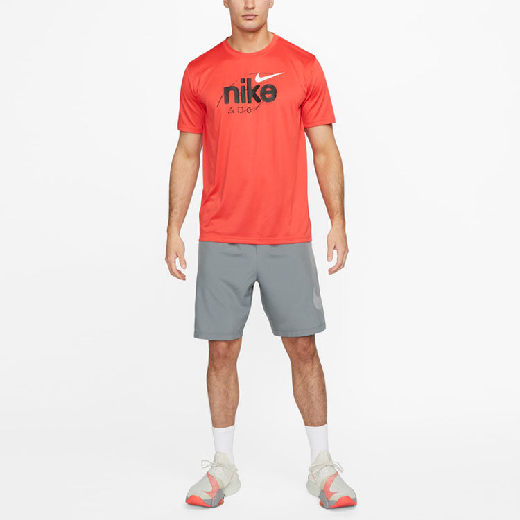 Men's Nike Solid Color Logo Printing Elastic Waistband Straight Shorts Smoke Gray DQ4800-084