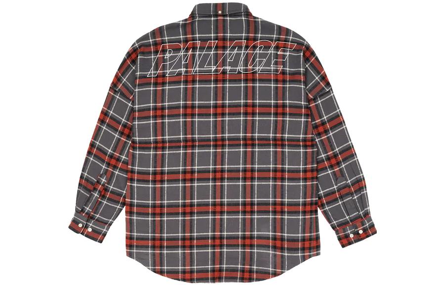 Palace FW22 Flannel Dpop Shoulder Shirt 'Red' P23SHT061
