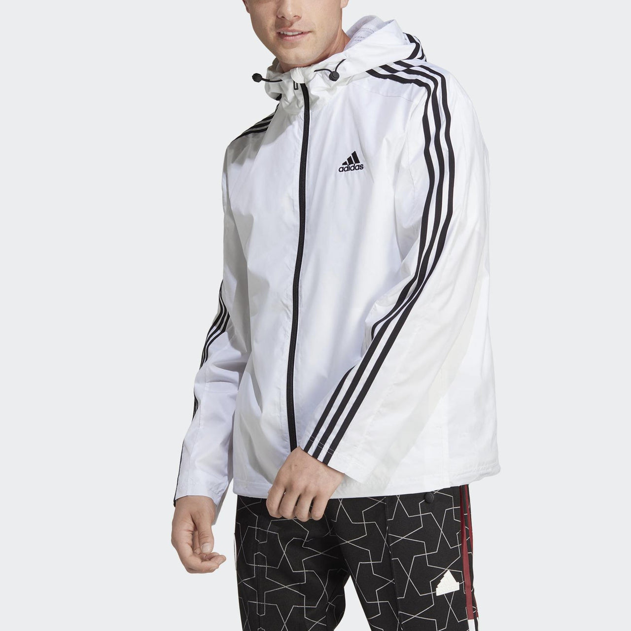 adidas Essentials 3-Stripes Woven Windbreaker Jacket 'White' IB0382