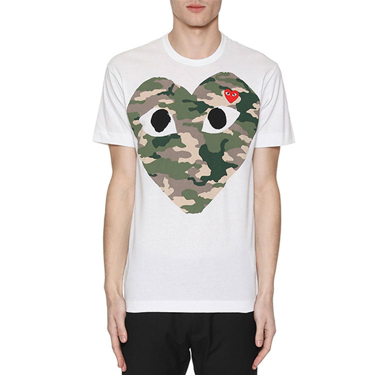 COMME des GARCONS PLAY Camouflage Pattern Short Sleeve White AZT241