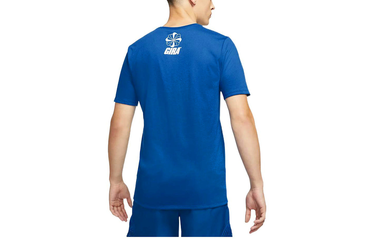 Men's Nike x Gyakusou Crossover Alphabet Printing Round Neck Sports Short Sleeve Blue CU8260-477
