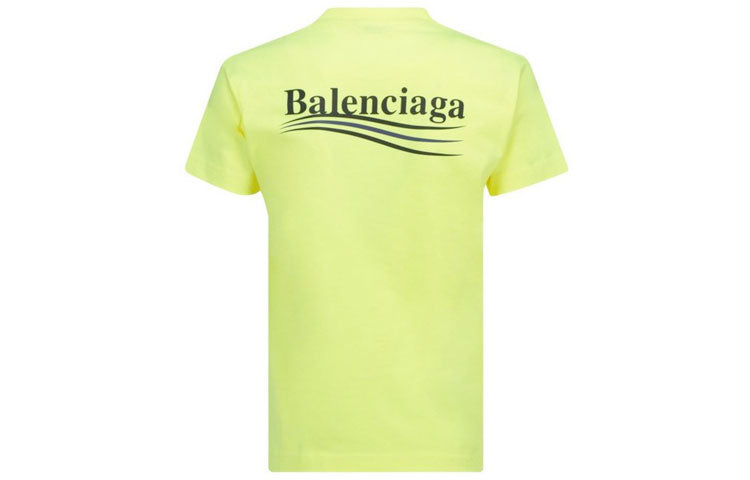 Balenciaga Logo Printing Round-neck Yellow 612964TJVF77110
