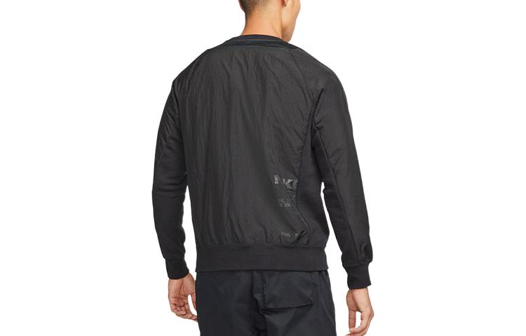 Men's Nike Solid Color French Terry Breathable Round Neck Pullover Long Sleeves Black DD5938-010