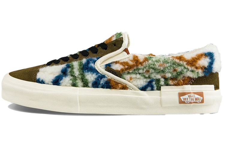 Vans Slip-On Plush Splicing Retro Colorblock Casual Skate Shoes Unisex Green VN0A3WM52UZ