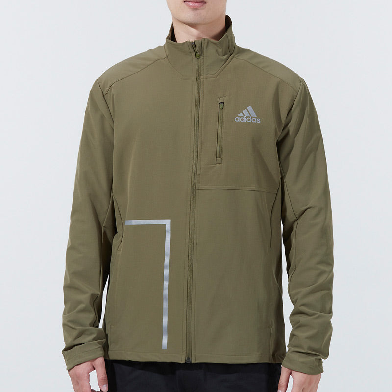 Men's adidas Logo Printing Sports Stand Collar Jacket Olive H13234