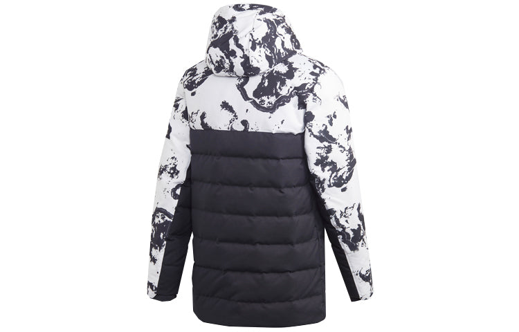 adidas Juventus Soccer/Football Sports Colorblock hooded down Jacket Black White Colorblock FR4213