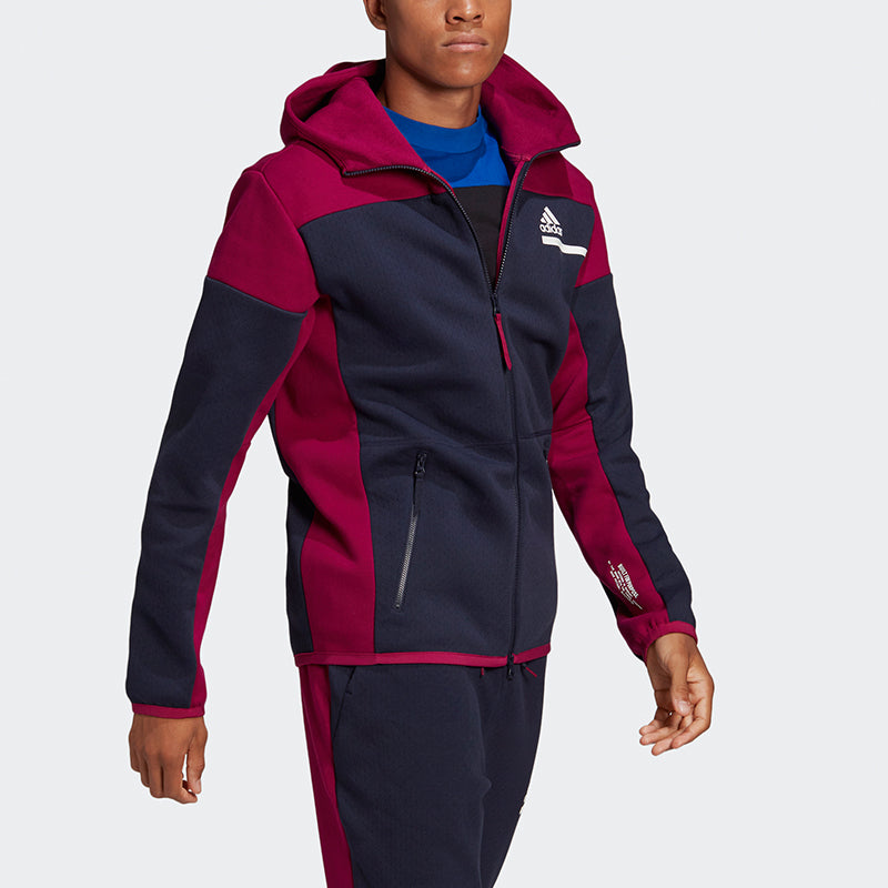 adidas Zne Fz Colorblock Sports Loose Hooded Jacket Blue GM6535
