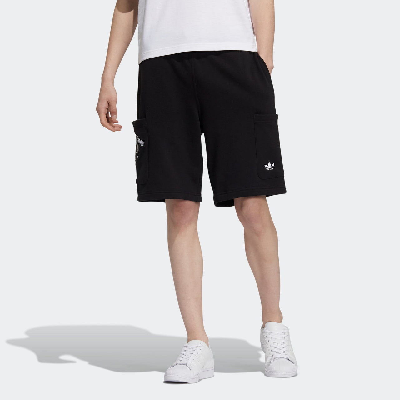 adidas originals x Disney Crossover Manga Short 2 Strawberry Bear Embroidered Sports Shorts Black HD9081