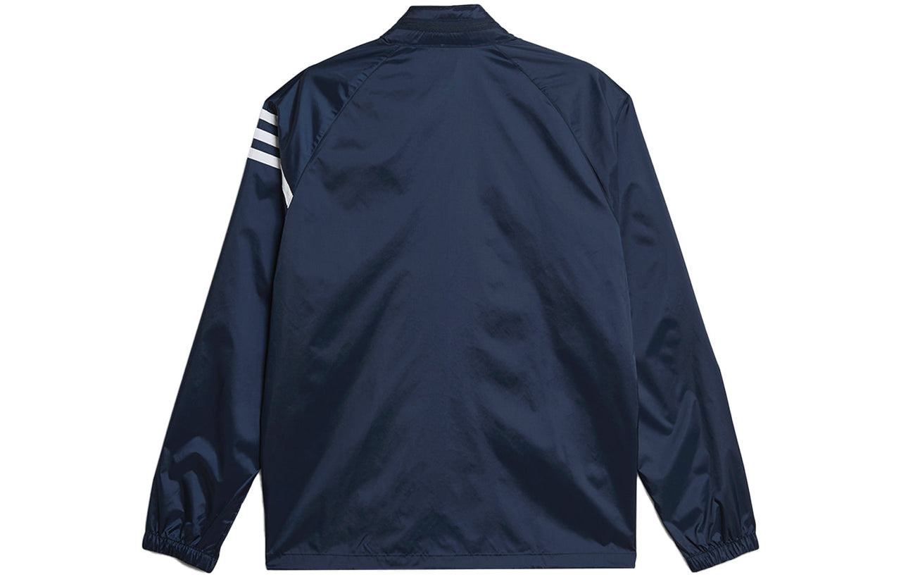 adidas originals x HUMAN MADE Crossover Embroidered Logo hooded Sports Jacket Navy Blue GM4256