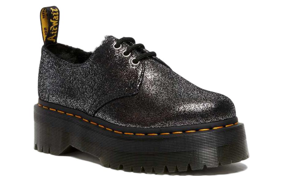 Dr. Martens 1461 Faux Fur-Lined Metallic Leather Platform Shoes 'Black' 27957012