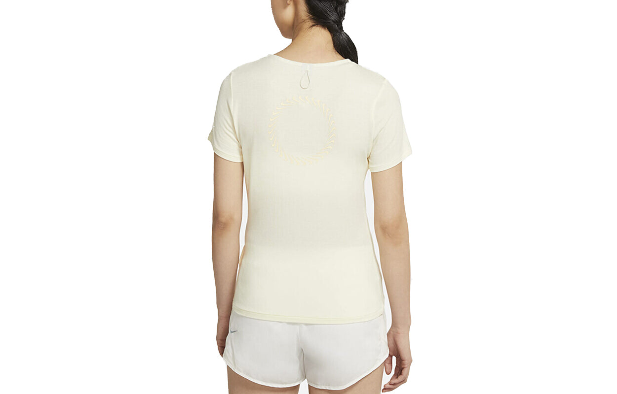 (WMNS) Nike Logo Printing TrainingSport Round NeckShort Sleeve Yellow DJ8519-110