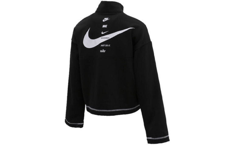 (WMNS) AS W Nike Sportswear SWSH Top HZ FLC BB Black CU6638-010