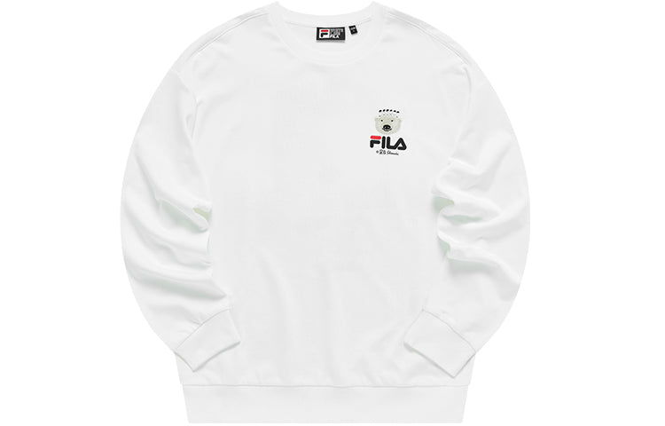 Men's FILA x Pepe Shimada Crossover Cartoon Printing Sports Round Neck Pullover White F11M133297F-WT
