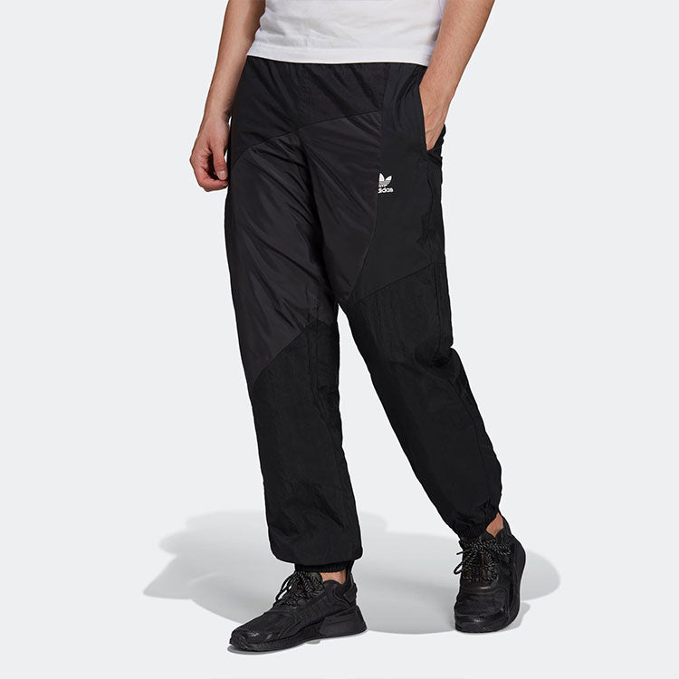 Men's adidas originals Casual Solid Color Splicing Sports Pants/Trousers/Joggers Black HE2953