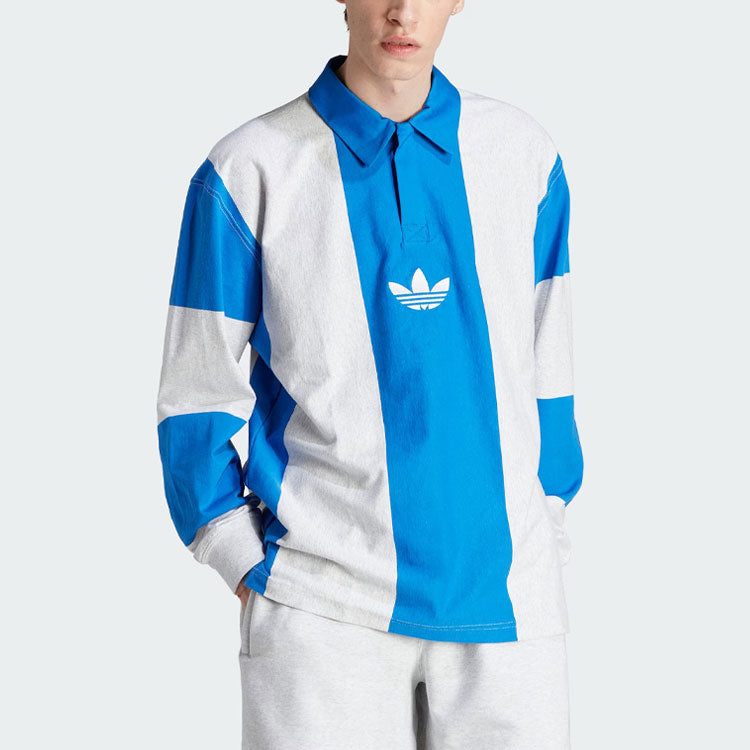 adidas Originals Hack Rugby Long Sleeve Polo Shirts 'Blue White' IM4584