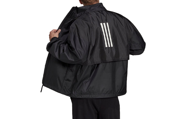 adidas Casual Sports Solid Color Zipper Jacket Black H65738