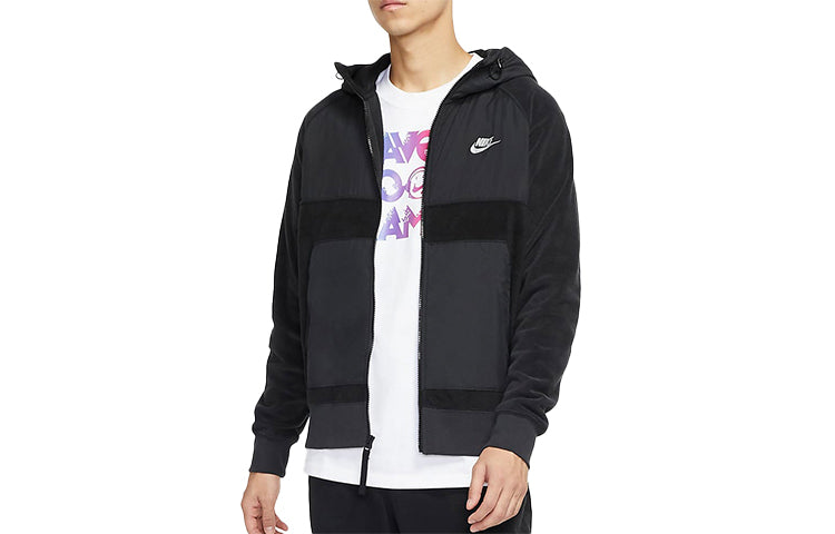 Nike Contrast Color Stitching Windproof Hooded Jacket Black DJ4139-010