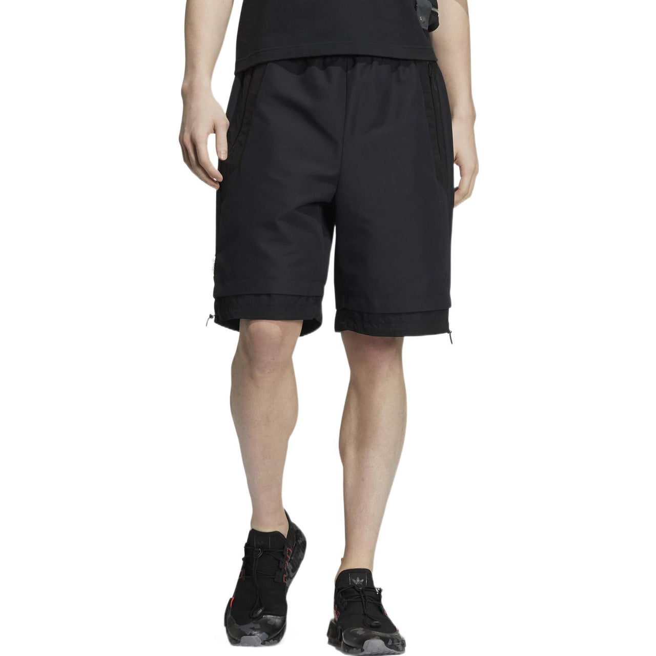 Men's adidas Solid Color Pocket Lacing Sports Shorts Black HE6604