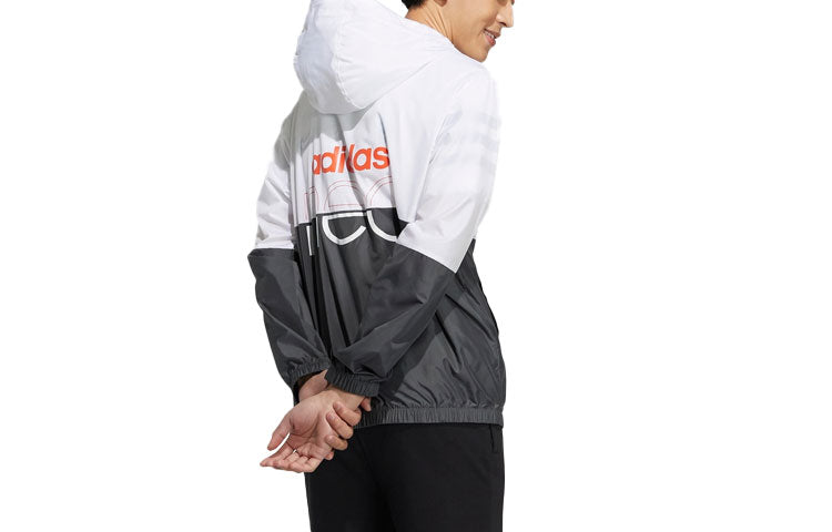 adidas neo M Fav Any Wb 1 Contrasting Colors Logo Printing Sports Jacket White Gray GP5650