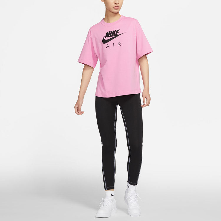 (WMNS) Nike Air Logo Printing Width Loose Sport Short Sleeve 'Pink' DB3841-693