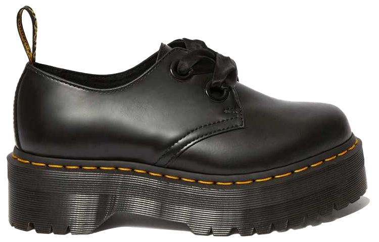 (WMNS) Dr. Martens Holly Leather Platform Shoes 'Black Buttero' 25234001