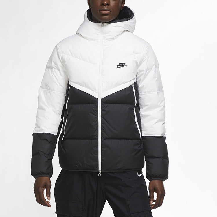 Nike Sportswear Down-Fill Windrunner hooded Stay Warm Splicing Casual Down Jacket White CU4405-100