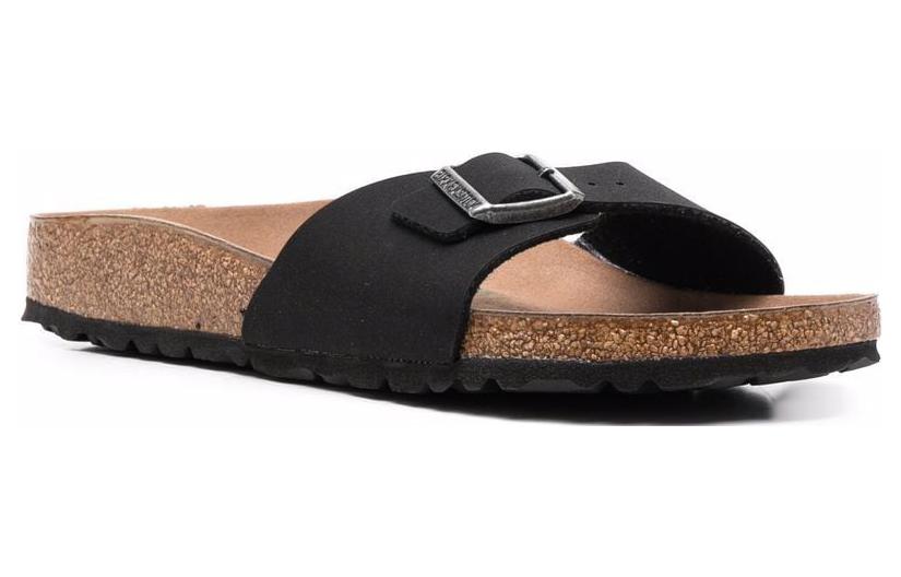 Birkenstock Madrid Vegan Birko-Flor Birkibuc Narrow Fit Sandals 'Black' 1020060