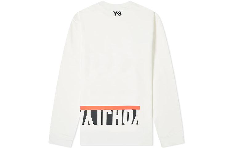 Men's Y-3 Alphabet Printing Pattern Round Neck Pullover White FS5594