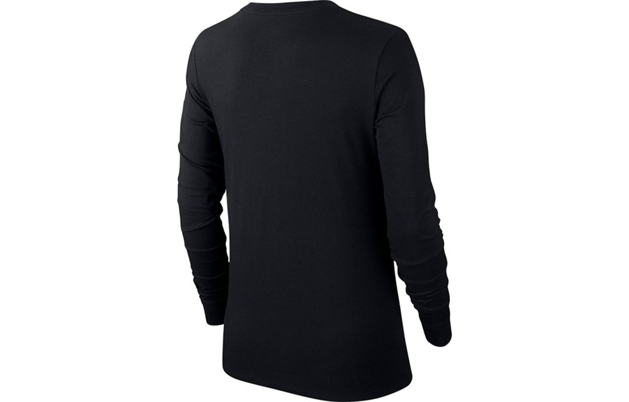 (WMNS) Nike Sportswear Classic Logo Printing Round Neck Long Sleeves Black T-Shirt BV6172-010