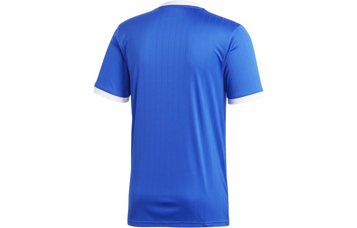 Men's adidas Stripe Quick Dry Micro Mark Sports Training V Neck Short Sleeve Blue T-Shirt CE8936