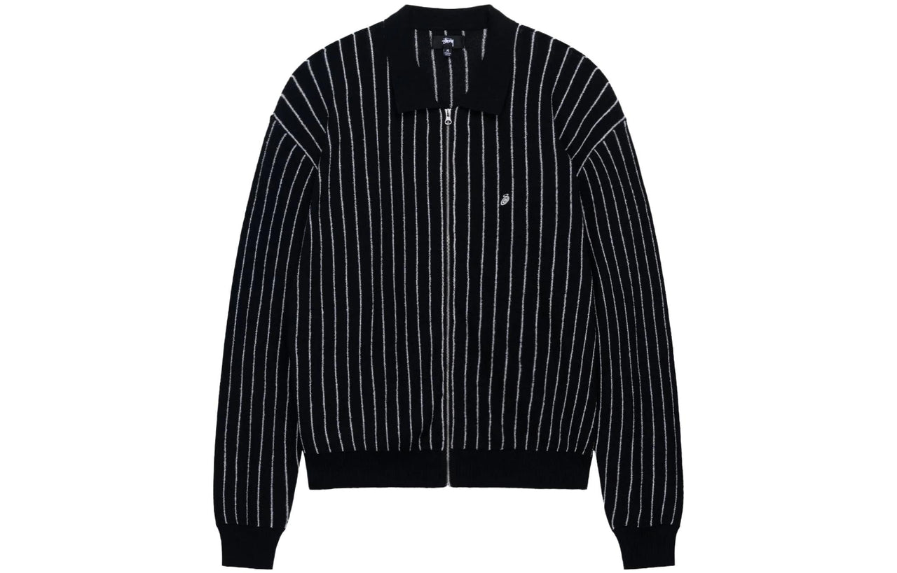 Stussy Light Weight Long-Sleeve Zip Polo 'Black Stripe' 117189