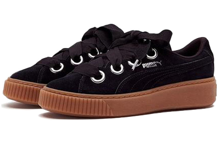 (WMNS) PUMA Platform Kiss Suede 'Black' 366461-01