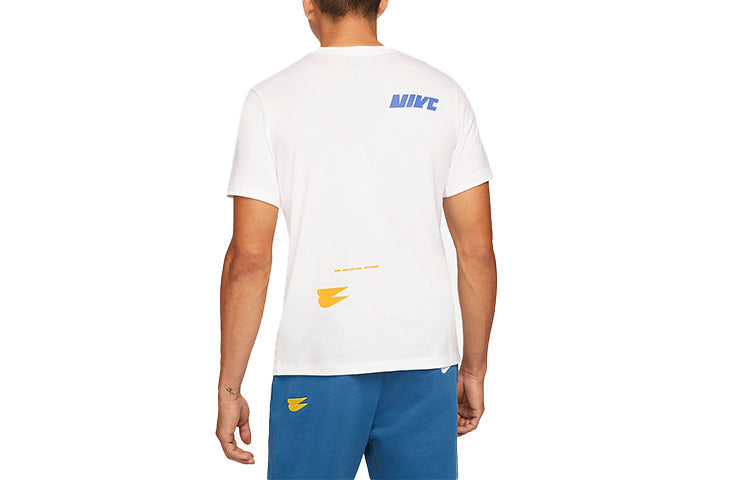 Men's Nike Chest Creative Printing Short Sleeve White T-Shirt DM6378-100