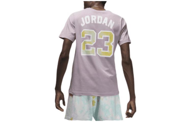 Air Jordan Sport DNA Solid Color Logo Alphabet Numeric Round Neck Short Sleeve Purple Red DO8899-501