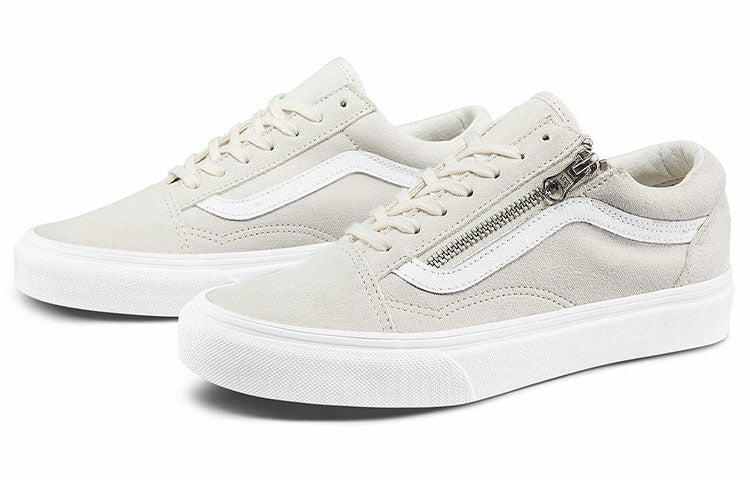 Vans Old Skool Zip Casual Low Tops Skateboarding Shoes Unisex White VN0A3493A4G