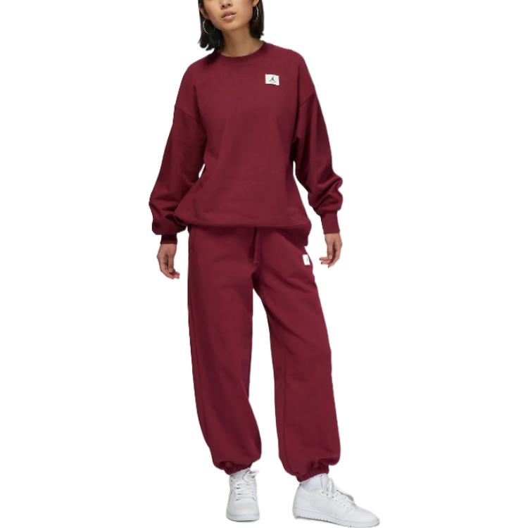 (WMNS) Air Jordan Flight Fleece Crew 'Claret' DQ4600-645