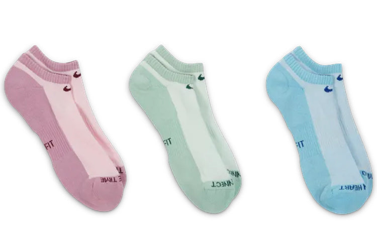 Nike Everyday Lightweight Alphabet Knit Colorblock Sports Socks Unisex 3 Pairs Pink / Green / Blue DQ7711-902