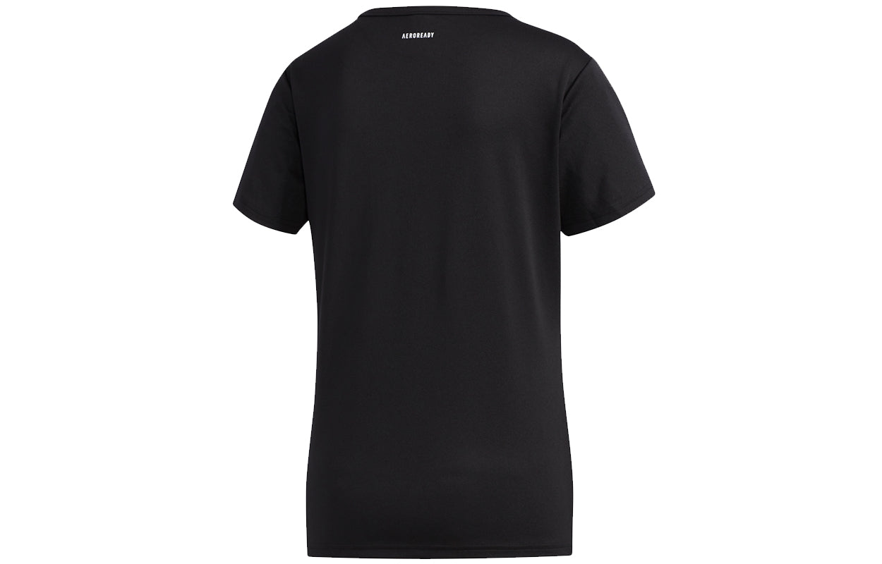 (WMNS) adidas Mh Cap Lin T Contrasting Colors Alphabet Printing Sports Short Sleeve Black FM5312