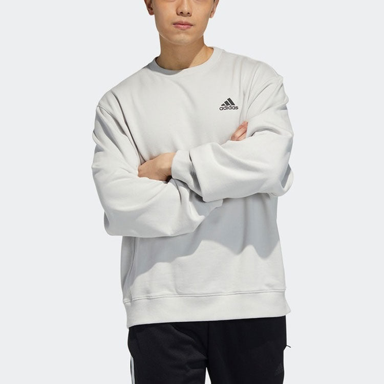 adidas Logo Sweat Sports Training Round Neck Pullover Gray H37068