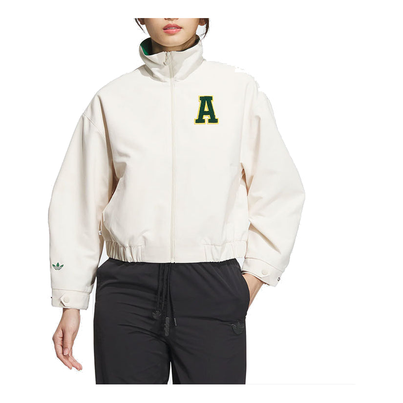 (WMNS) adidas Alphabet Print Stand Collar Zip-Up Sports Jacket 'White' IL6501