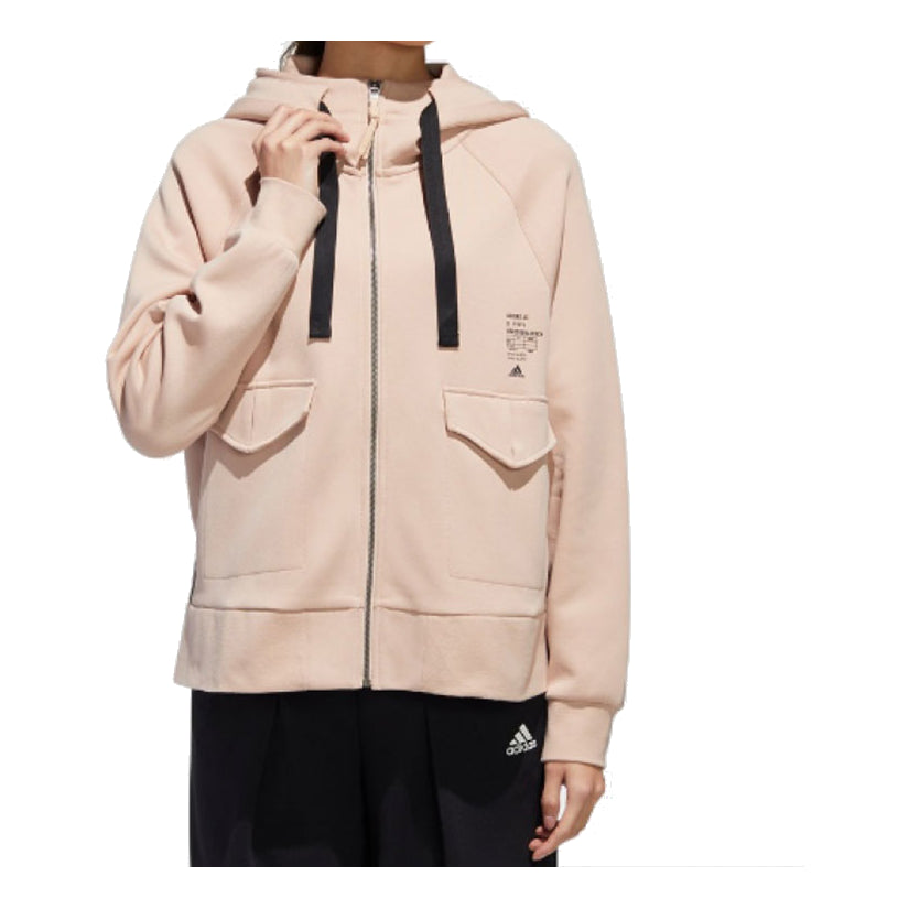 (WMNS) adidas Alphabet Print Zip Up Hoodie 'Pink' HG1783