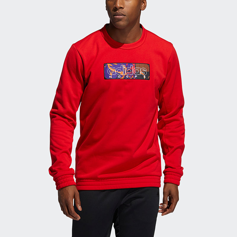 adidas Mic Gfx Crew New Year's Edition Basketball Sports Fleece Lined Round Neck Pullover Red GQ2834