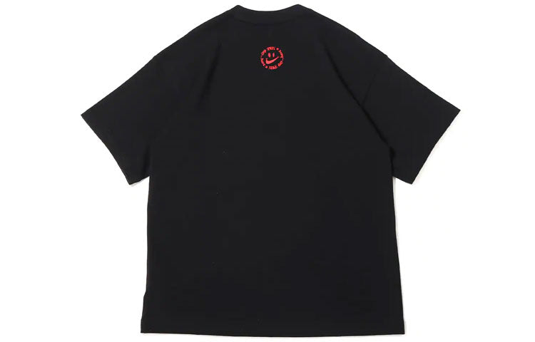 Men's Nike Smile Flower Logo Pattern Printing Round Neck Short Sleeve Black T-Shirt DV0683-010