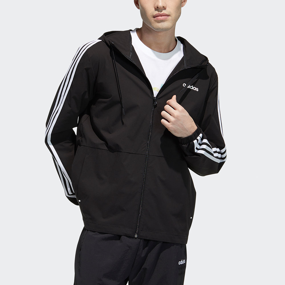 adidas neo M Ce 3s Wb Classic Stripe Windproof waterproof Sports Hooded Jacket Black GP4909