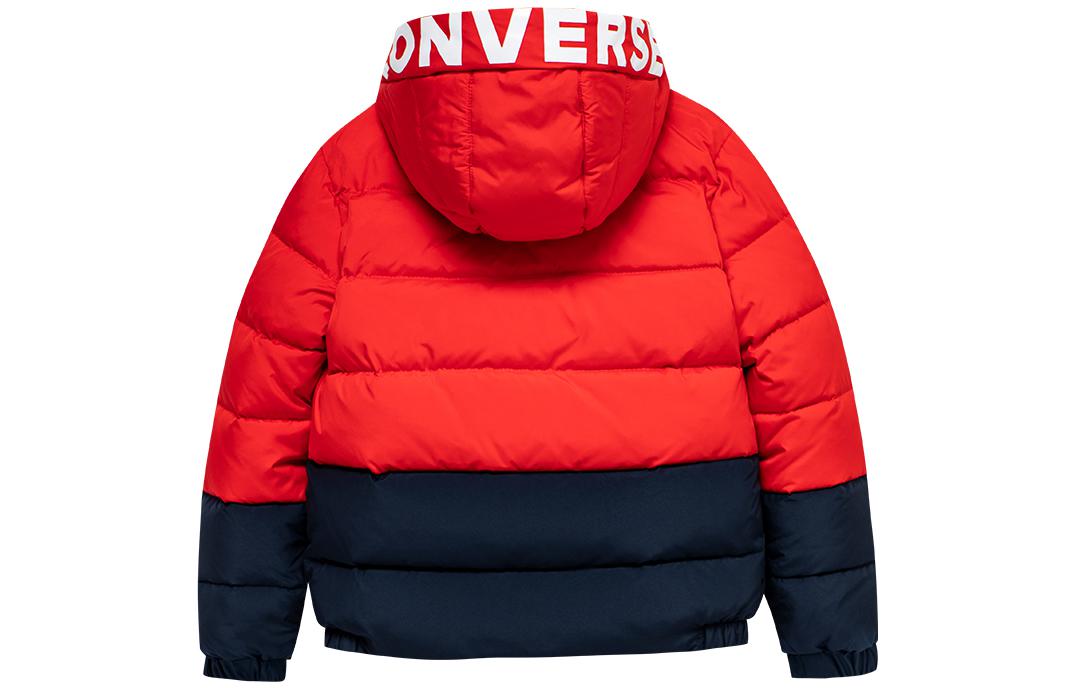 (PS) Converse Logo Badge Fleece-lined Hooded Down Jacket 'Red Black' CV2242086GS-001