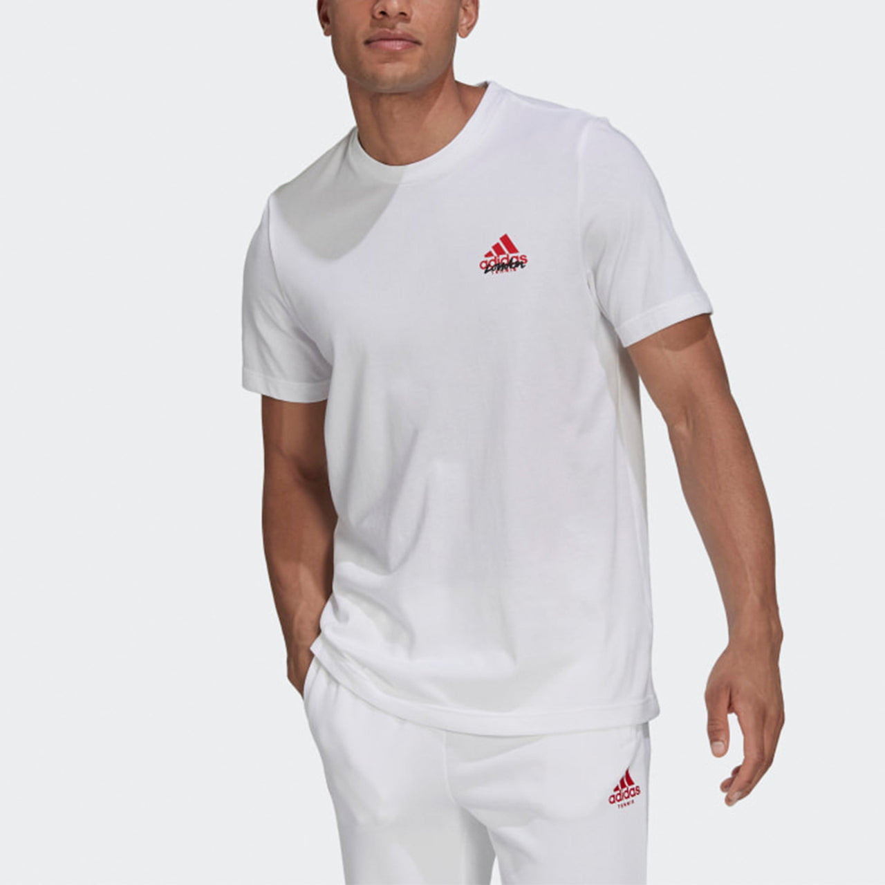 adidas Cartoon Tennis Printing Sport Round NeckShort Sleeve Men's White GU8856