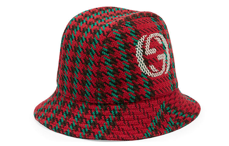 Gucci Houndstooth Wool Fedora With Interlocking G 'Red' 640876-4HABN-8200