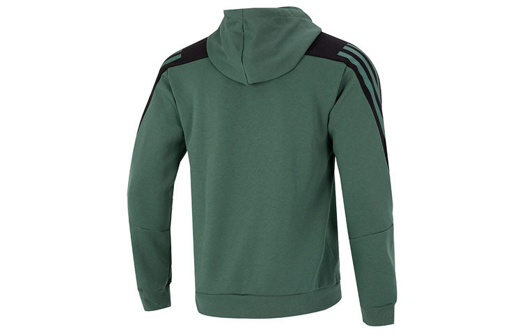 Men's adidas Stripe Logo Athleisure Casual Sports Knit Hooded Jacket Autumn Green HC5841
