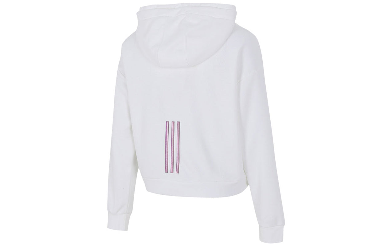 (WMNS) adidas neo Alphabet Logo Printing Sports Hoodie White H18577