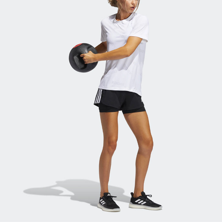 (WMNS) adidas Pacer 3s 2 In 1 Training Sports Shorts Black GL7686